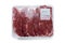 Fresh red meat packed in a poly bag.