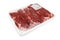 Fresh red meat packed in a poly bag.