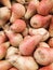 Fresh red pears on the shelves of the market