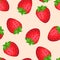 Fresh Red Strawberries Cartoon Seamless Pattern