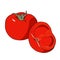 Fresh red tomatoes whole and half. illustration isolated on a white background
