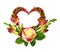 Fresh red and yellow freesia flowers and rose in floral arrangement and a glitter heart