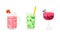 Fresh Refreshing Summer Cocktails with Ice Cubes and Sliced Fruits and Berries in Glass and Jar with Straw Vector Set