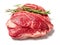 Fresh rib eye steak on a white background with rosemary herb. Meat industry product, Premium high quality cut with rich marbling