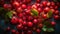 Fresh ripe barberries with water drops background. Berries backdrop. Generative AI