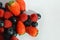 fresh, ripe berries, raspberries, strawberries and blueberries. proper nutrition. vitamin food. background for the design.