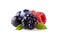 Fresh ripe berry in closeup. Raspberry, blueberry, blackberry an