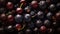 Fresh ripe blackcurrant with water drops background. Berries backdrop. Generative AI