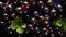 Fresh ripe blackcurrant with water drops background. Berries backdrop. Generative AI