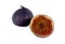 Fresh ripe halved purple fig