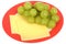 Fresh Ripe Juicy Grapes and Cheese Slices Healthy Vegetarian Snack