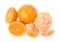 Fresh ripe juicy tangerines on white background, top view