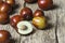 Fresh ripe jujube fruits on wooden rustic background