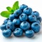 Fresh ripe large blueberries, ecological white background - AI generated image