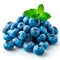 Fresh ripe large blueberries, ecological white background - AI generated image