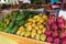 Fresh ripe mango and dragon are sold at a bazaar in Thailand. Asia. Fruits. Travel