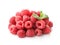 Fresh ripe red raspberries pile