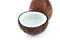 Fresh ripe tropical coconuts with water isolated on white