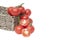 Fresh ripe vine tomatoes in rustic basket