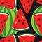 Fresh ripe watermelons, colorful seamless pattern