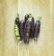 Fresh ripen peas on wooden background