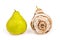 Fresh and rotten pears isolated