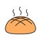 Fresh round rye bread loaf color icon