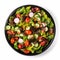 Fresh Salad Bowl With Cucumber, Tomatoes, And Berries - Low Resolution Style