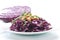 Fresh salad of red cabbage with boiled beans