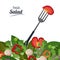 Fresh salad tomato leaves fork organic food