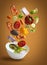 Fresh salad vegetables with warm background - image