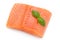 Fresh salmon fille with lachs on the white background.