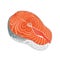 Fresh salmon steak isolated. Vector illustration of red fish meat