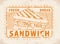 Fresh sandwich vintage emblem monochrome