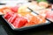 fresh sashimi set with the selective focus