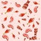 fresh sausages food pattern background