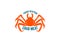Fresh seafood. Emblem template with crab. Design element for logo, label, emblem, sign, poster.
