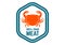 Fresh seafood. Emblem template with crab. Design element for logo, label, emblem, sign, poster.