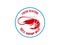 Fresh seafood. Emblem template with shrimp. Design element for logo, label, emblem, sign, poster.