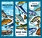 Fresh seafood and fish market sketch banner set