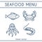 Fresh Seafood Vector Icons Set