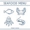 Fresh Seafood Vector Icons Set