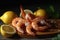 Fresh Shrimps Served with a Squeeze of Tangy Lemon. created with Generative AI