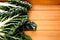 Fresh Silver beet on wooden background