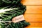 Fresh Silver beet on wooden background