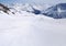 Fresh ski track at Soelden ski zone