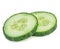 Fresh slice cucumber close-up on a white background.