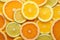 Fresh sliced citrus diet background. Generate ai