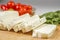 Fresh sliced halloumi cheese