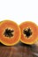 Fresh  sliced papaya fruit